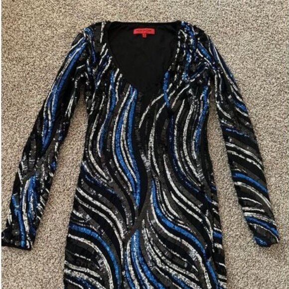 Wow Multi Color Sequin Glitter Embellished Mini Bodycon P - Picture 1 of 9